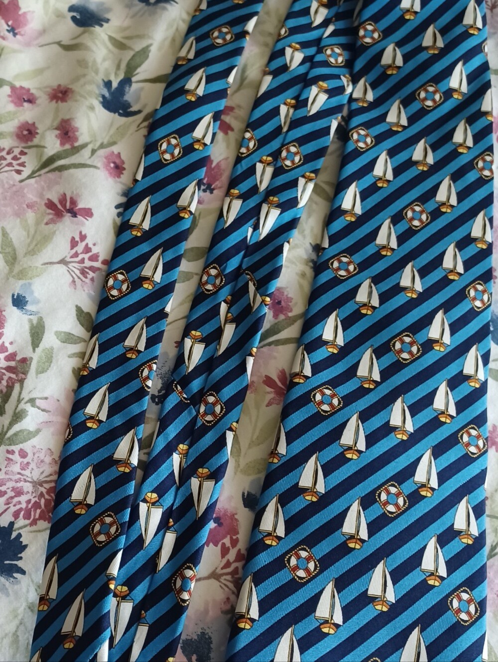 Silk necktie "The Custom Shop" SHIRTMAKERS nautical sailboat life preserver
